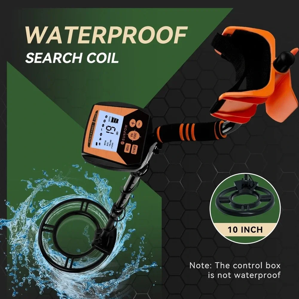 Sunpow OT-MD04 Black/Orange Waterproof High Accuracy Waterproof Metal Detector